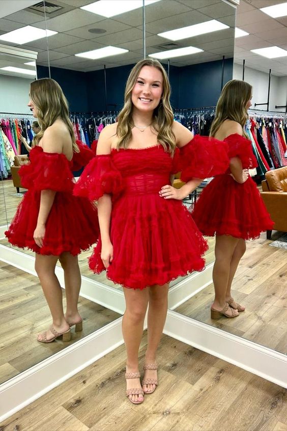 Tulle A-line Homecoming Dress with Sheer Corset Bodice and Ruffle Embellishments