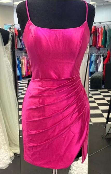 Royal Blue Satin Sheath Lace-Up Homecoming Dress