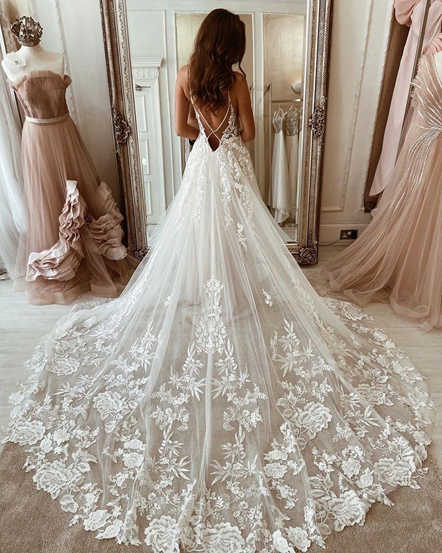 Open Back A-line Tulle/Lace Wedding Dress DTB152