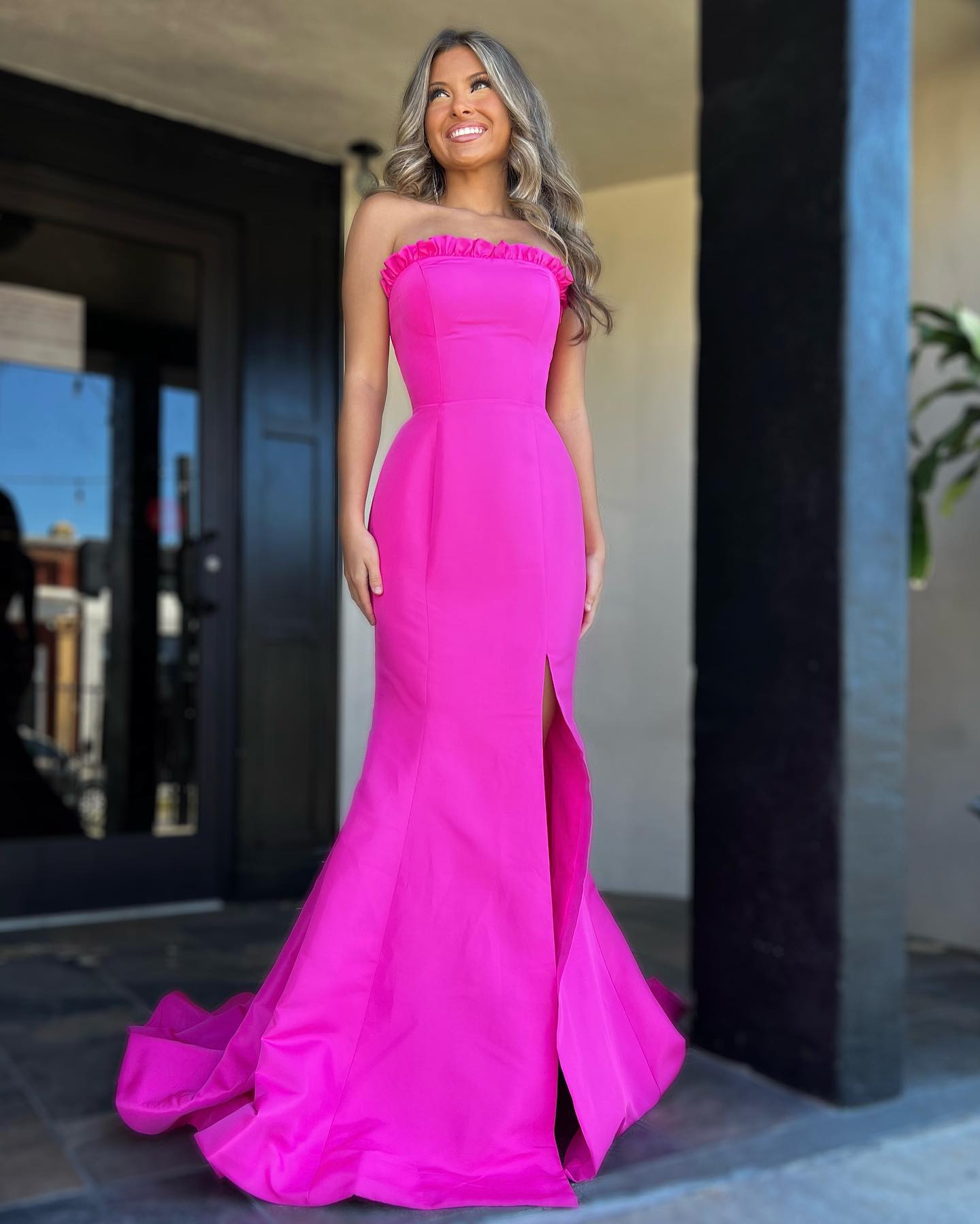 Strapless Mermaid Long Prom Dress with Slit