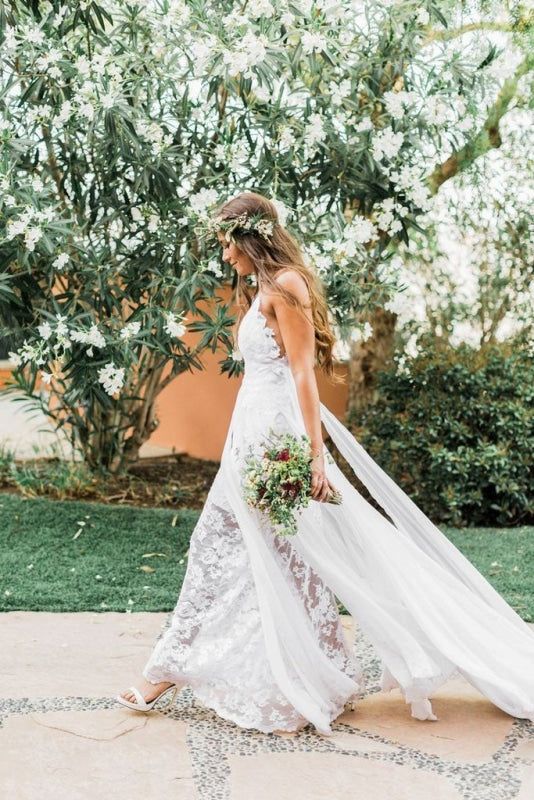 wedding dresses casual boho Elegant Floral Long Sleeve Boho Rustic Western Summer Wedding Dress Vintage Hippie Casual Lace Appliques A-Line Gown Floor Length