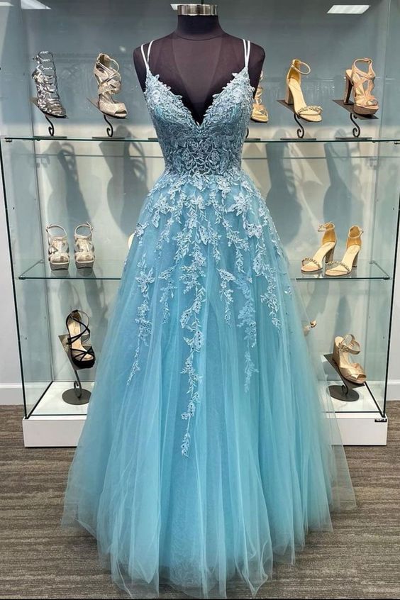 V-Neck A-Line Formal Gown, Long Prom Dress