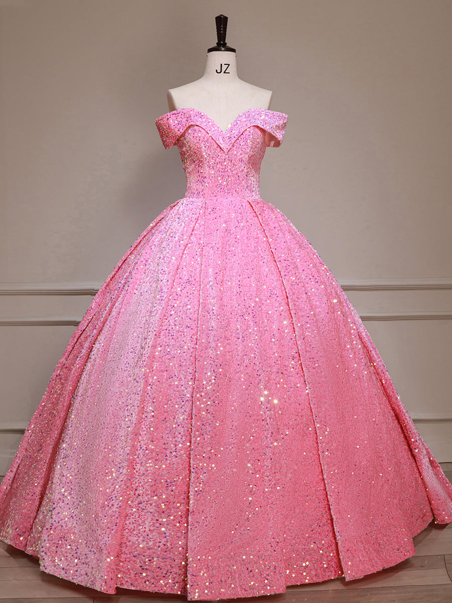 Pink Ball Gown Long Prom Dress Sweet 15/16 Dress
