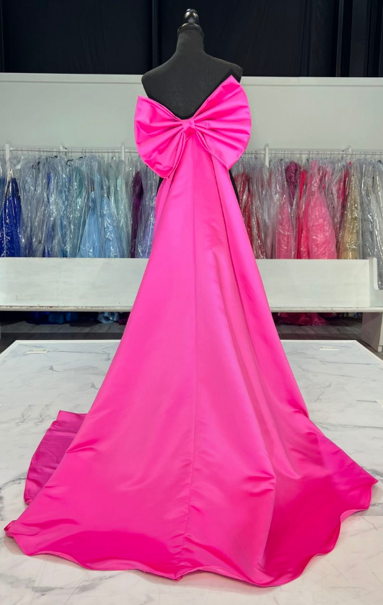 Strapless Long Prom Dress with Bow Back