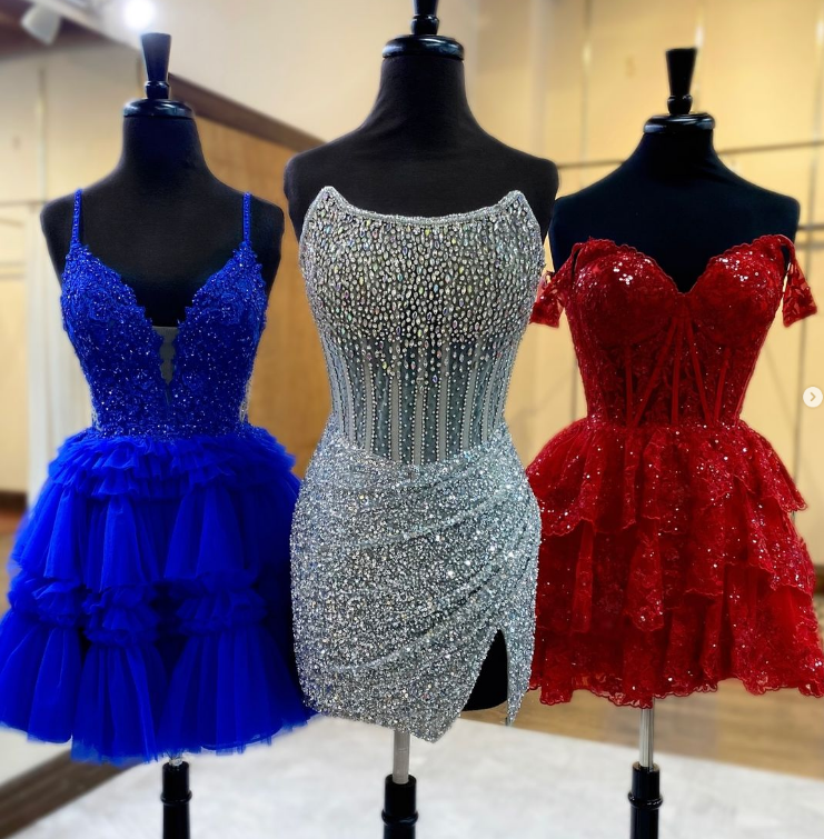 Straps Short Dress with Lace Top and Ruffle Skirt
