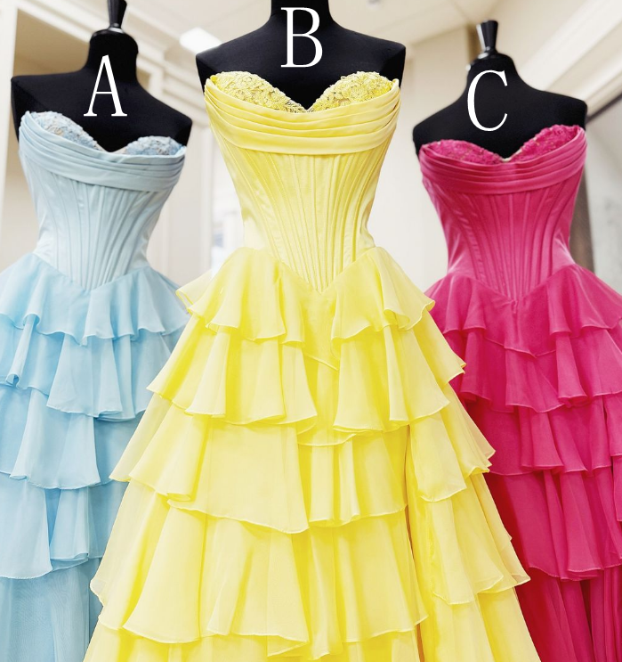 Strapless Ball Gown Long Prom Dress with Ruffle Skirt