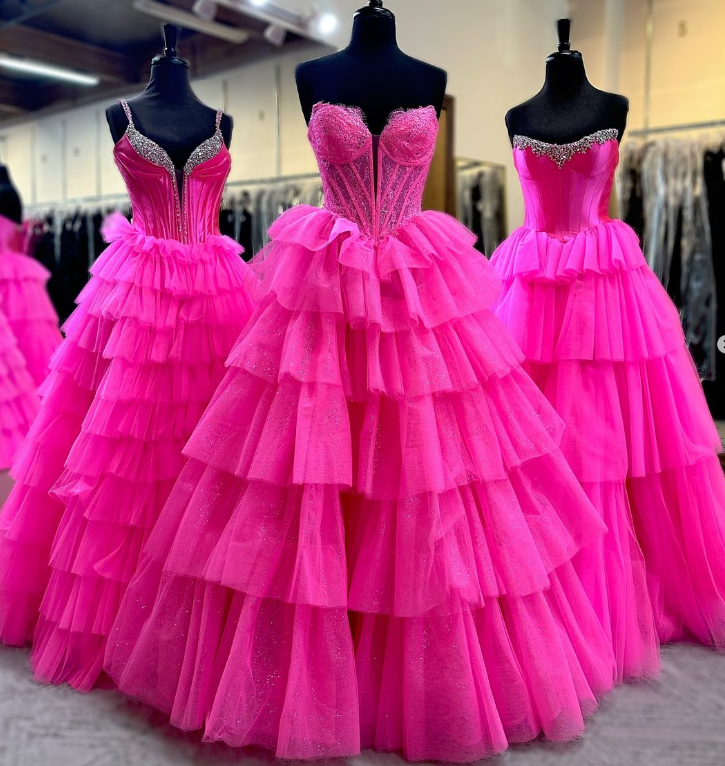 2025 New Style Ball Gown Long Prom Dress with Ruffle Skirt