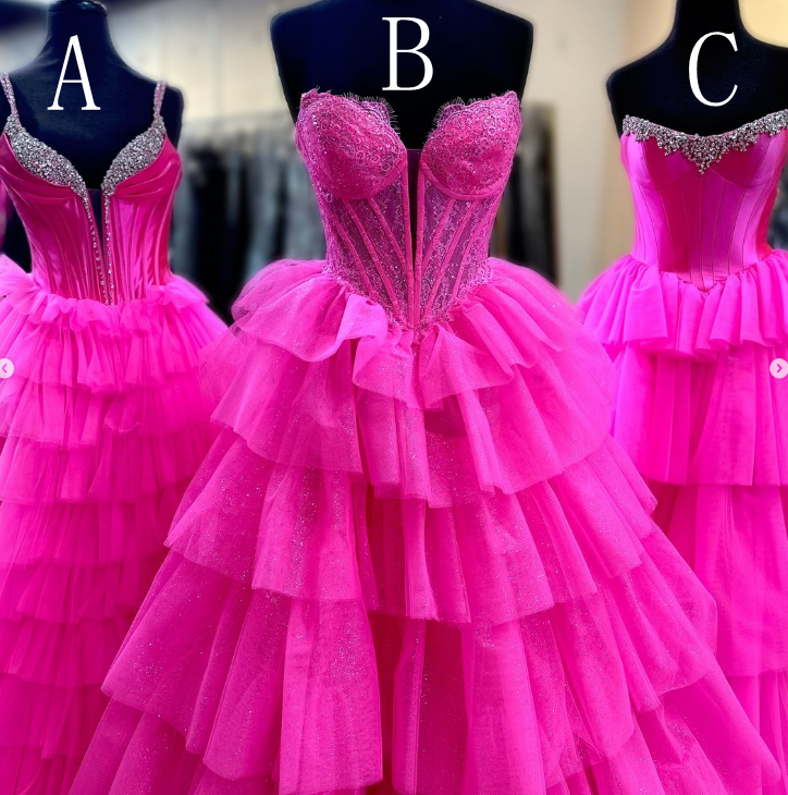 2025 New Style Ball Gown Long Prom Dress with Ruffle Skirt