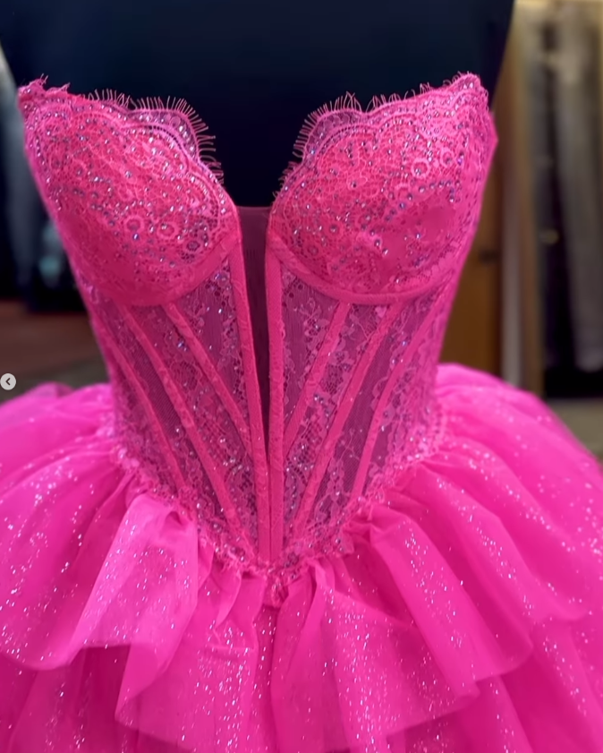 2025 New Style Ball Gown Long Prom Dress with Ruffle Skirt