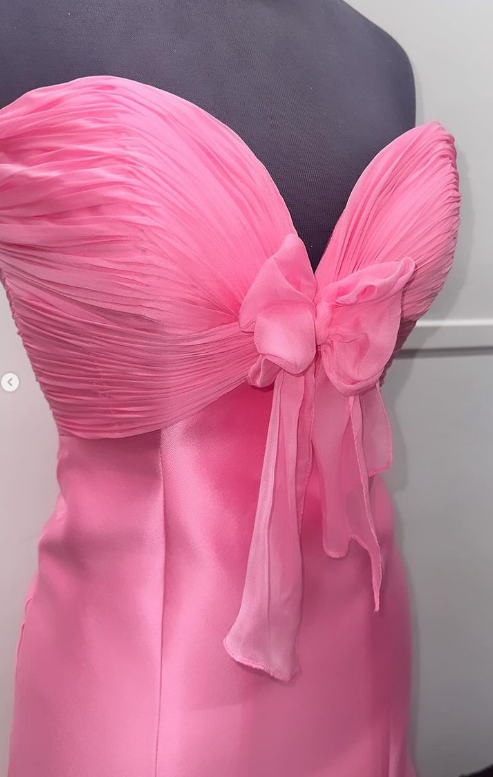 Strapless Mermaid Long Prom Dress with Bow and Skirt Slit