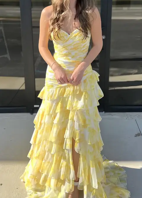 Strapless Mermaid Long Prom Dress with Ruffle Skirt