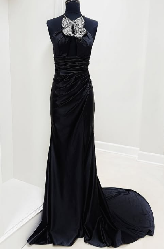 Black Mermaid Long Prom Dress with Beading