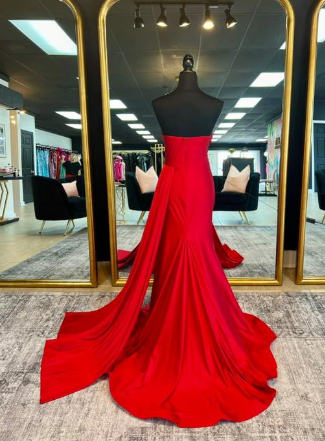 Red Mermaid Long Prom Dress with Slit
