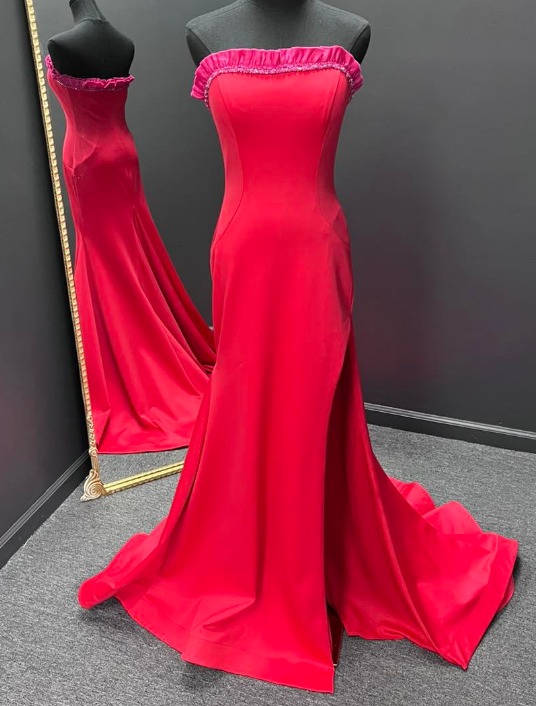 Strapless Mermaid Long Prom Dress with Slit