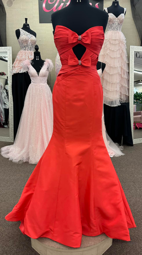 Mermaid Long Prom Dress with Bow and Keyhole
