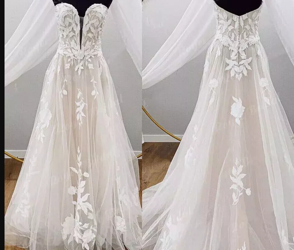 Strapless A-line Wedding Dresses,Custom Made Bridal Dress DTB120