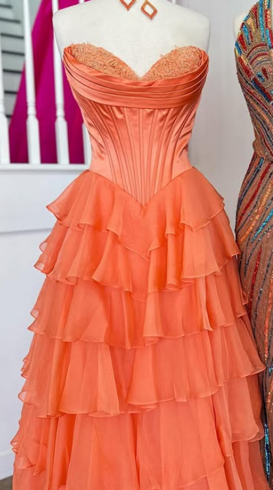 Strapless Ball Gown Long Prom Dress with Ruffle Skirt