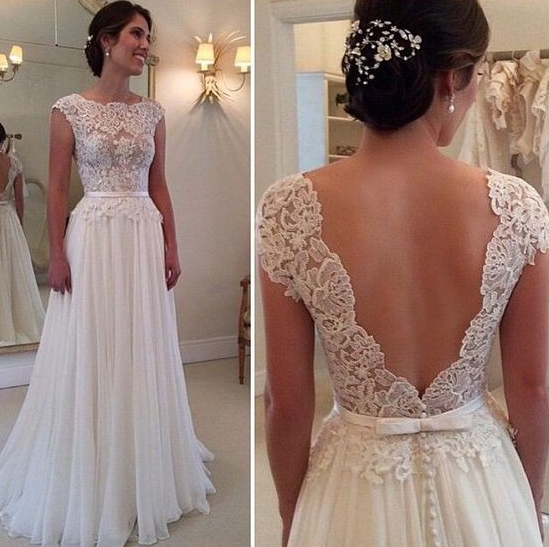 Open Back A-line Beach Wedding Dress DTB151