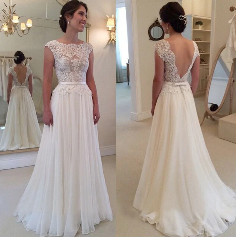Open Back A-line Beach Wedding Dress DTB151