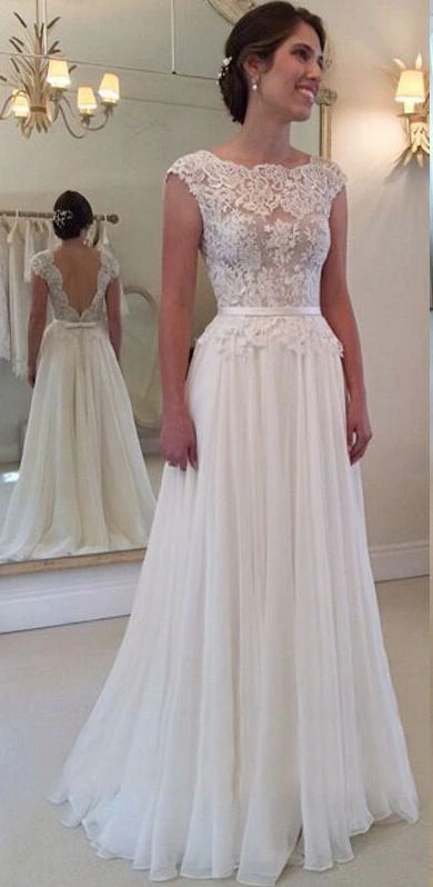 Open Back A-line Beach Wedding Dress DTB151