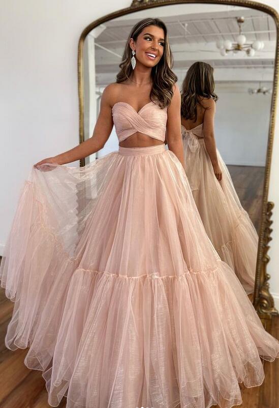 two piece prom dress long sleeve Elegant Lace Long Sleeves Ball Gowns Prom Dresses Two Piece