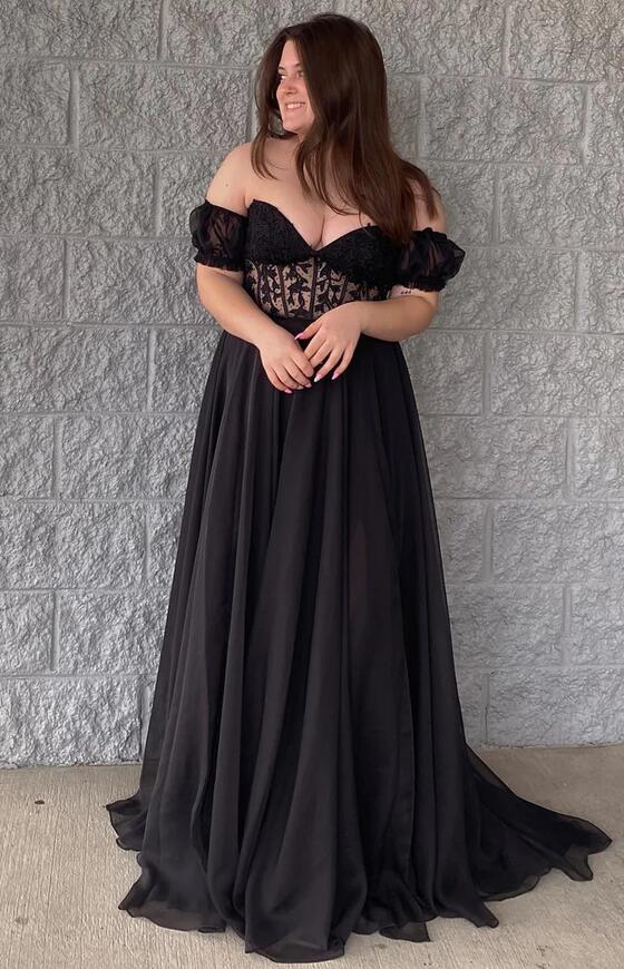 Strapless A-Line Chiffon/Lace Long Prom Dress