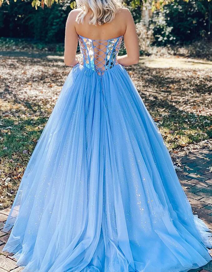 Strapless Sparkly Ball Gown Long Prom Dress
