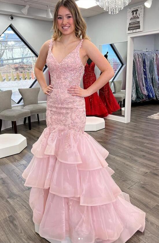 V-neck Mermaid Long Prom Dresses DT1640