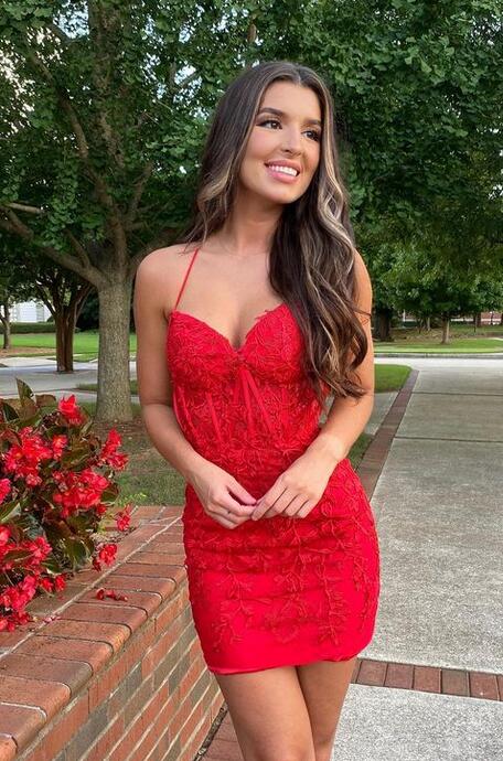 2023 Sexy Lace Homecoming Dress, Short Prom Dress, DTH105