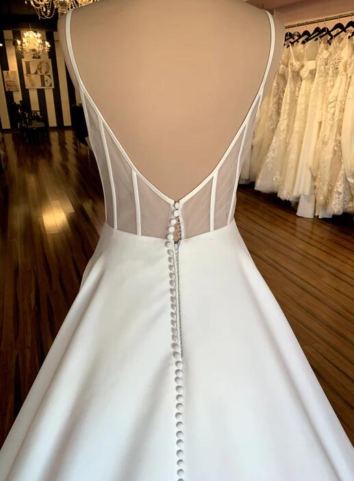 Open Back A-line Satin Wedding Dresses DTB107