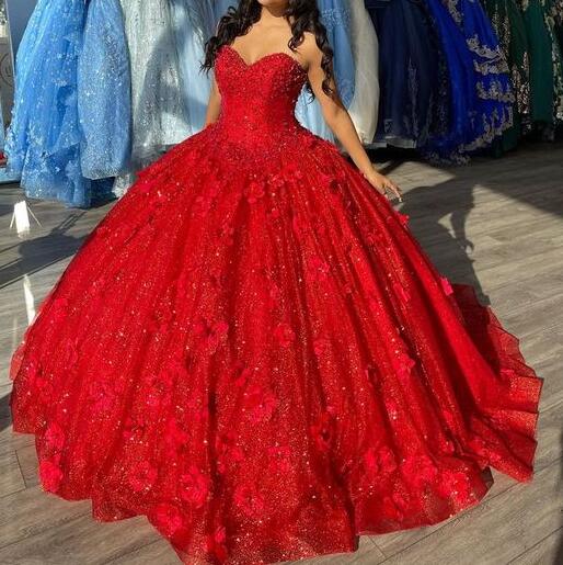 Red Quinceanera Dress Ball Gown, Sweet 16 Dresses, Sweet 15 Dresses DTQ110