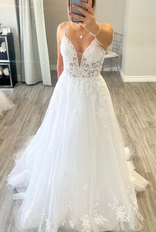 A Line Tulle/Lace Wedding Dresses,Custom Made Bridal Dress DTB117