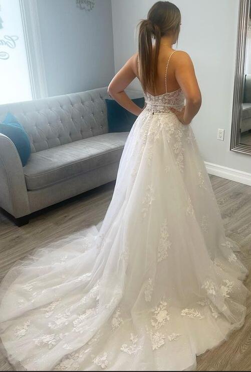 A Line Tulle/Lace Wedding Dresses,Custom Made Bridal Dress DTB117