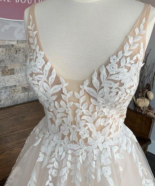 V-neck A-line Wedding Dress, Bridal Gown ,Dresses For Brides DTB133