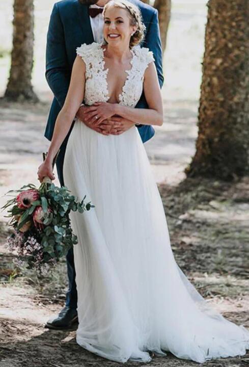 Sexy A-line Unique Beach Wedding Dress DTB147