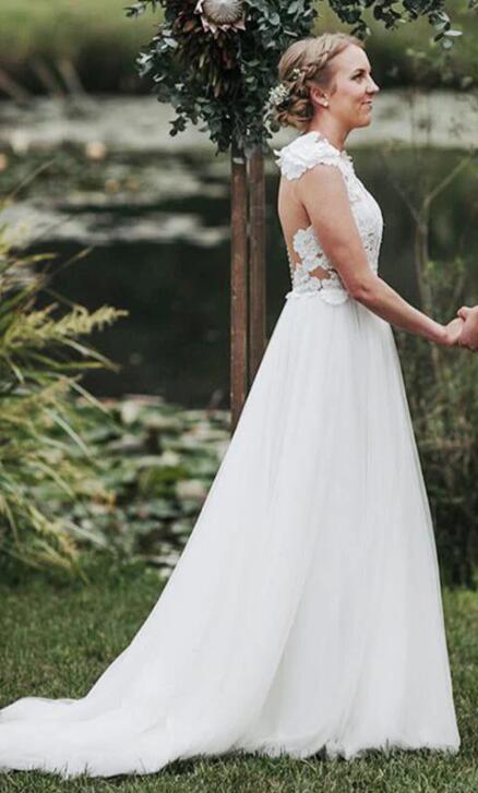 Sexy A-line Unique Beach Wedding Dress DTB147