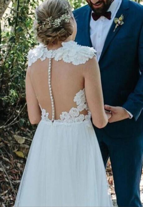 Sexy A-line Unique Beach Wedding Dress DTB147