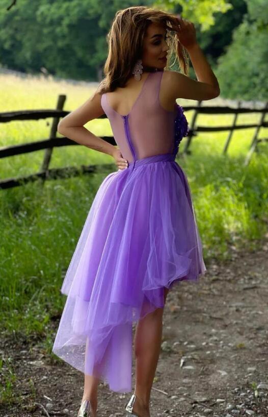 V-neck High-Low Homecoming Dress