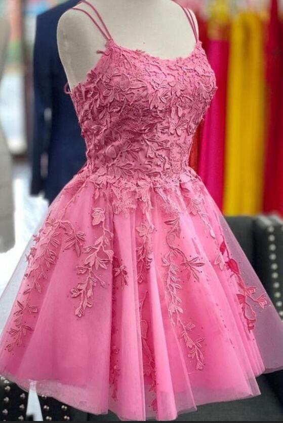 Lilac Leaf Lace Homecoming Dress