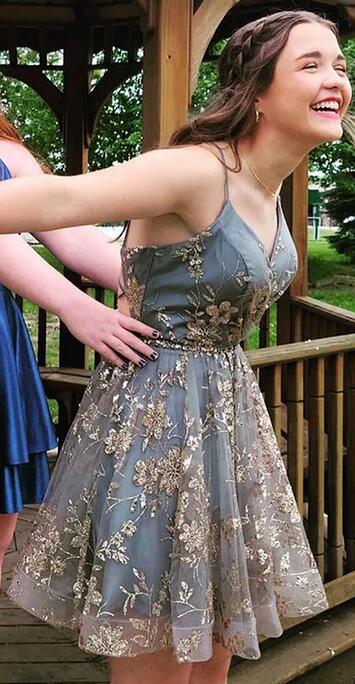 Sparkly Lace Homecoming Dress