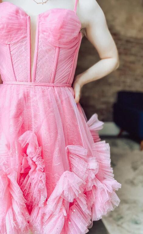 Sexy Straps Homecoming Dress with Ruffle Skirt
