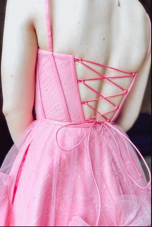 Sexy Straps Homecoming Dress with Ruffle Skirt