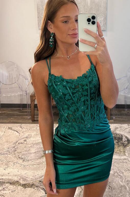 Sexy Satin Homecoming Dress with Lace Top