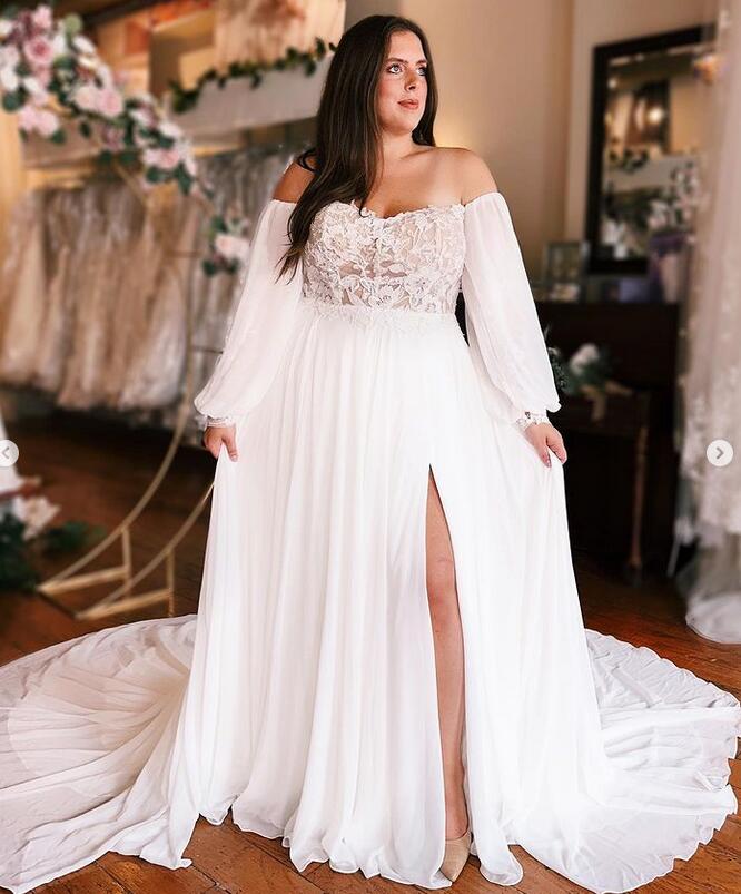 Strapless Chiffon A-line Wedding Dress with Lace Bodice