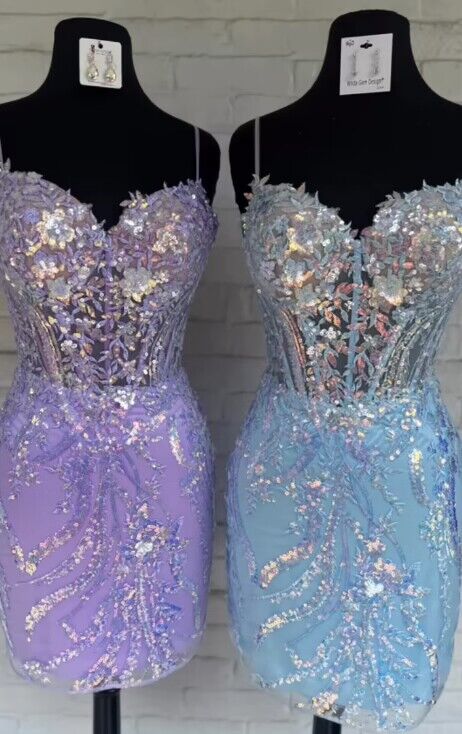 Sweetheart Neckline Sequin Lace Embellished Homecoming Dress