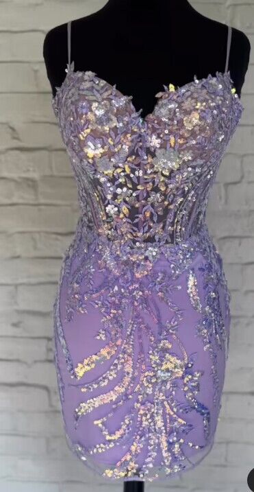 Sweetheart Neckline Sequin Lace Embellished Homecoming Dress