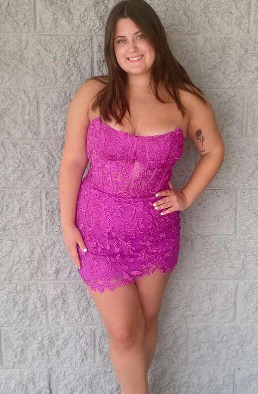 Strapless Leaf Lace Homecoming Dress