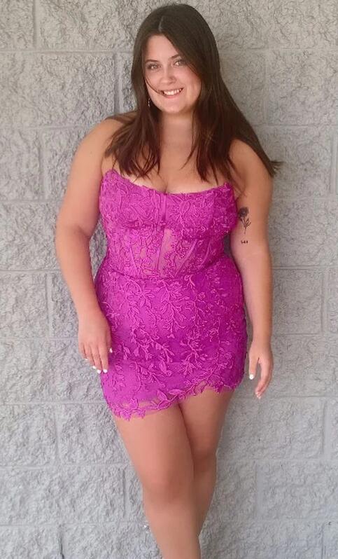 Strapless Leaf Lace Homecoming Dress