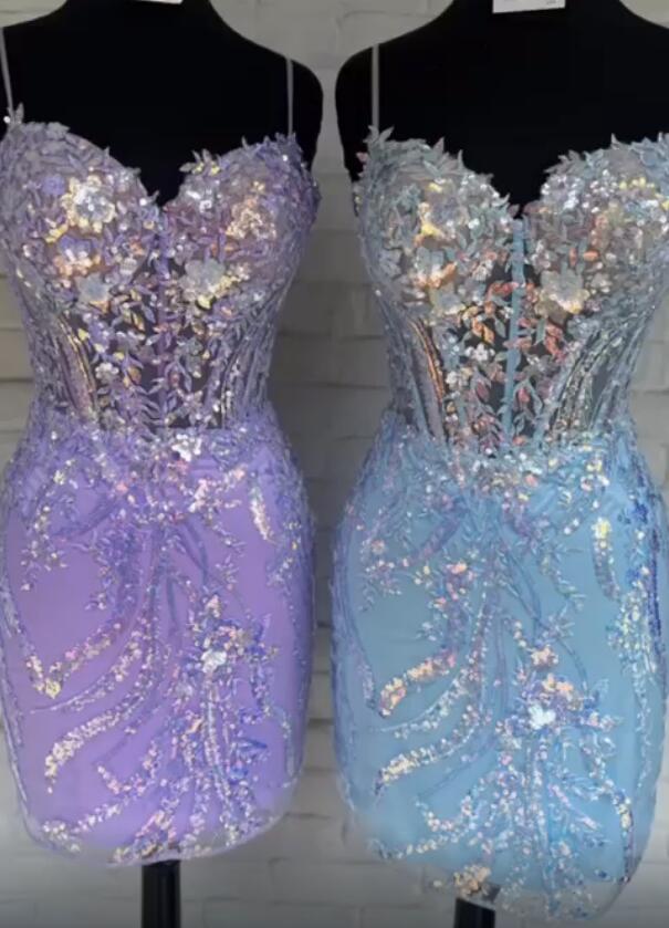 Sweetheart Neckline Sequin Lace Embellished Homecoming Dress