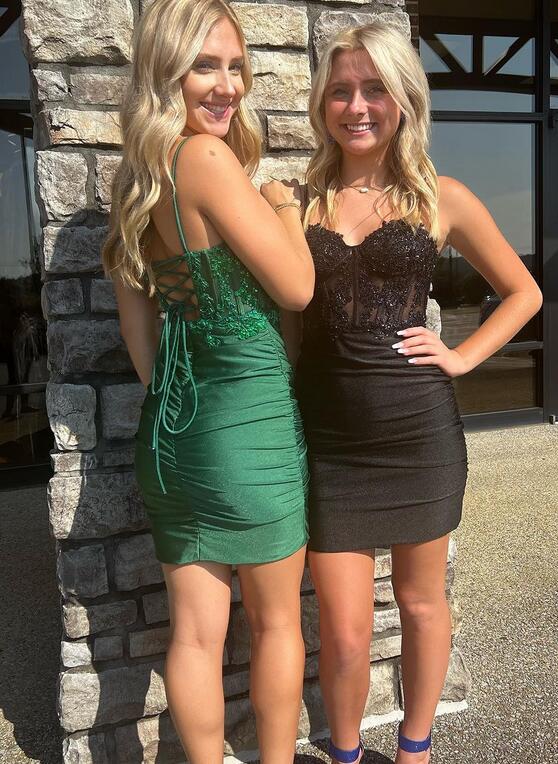 Sexy Straps Homecoming Dress with Lace Top